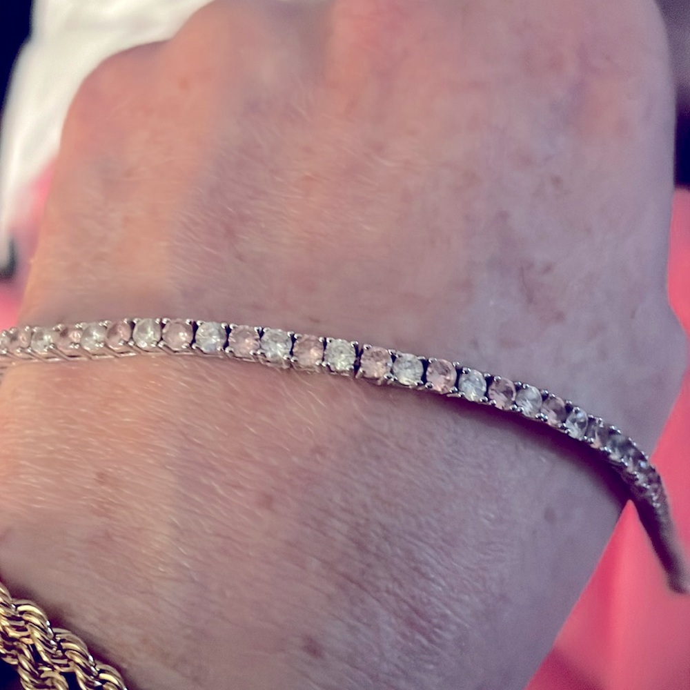 Sterling silver lab created pink & white diamonds
